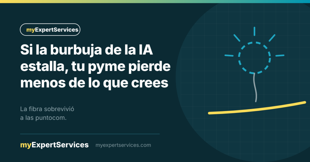 Línea de cotización que cae junto a una línea de negocio estable, en amarillo y turquesa, marca MyExpertServices